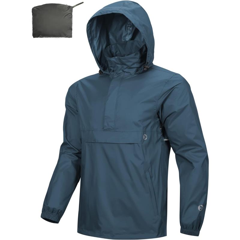 Outdoor Ventures Men’s Rain Jacket Waterproof Lightweight Packable Rain ...